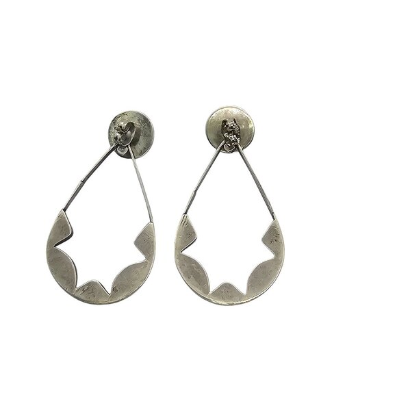 Zuni-Style Sterling Silver Multi-Stone Inlay Convertible Teardrop Earrings - Picture 14 of 16